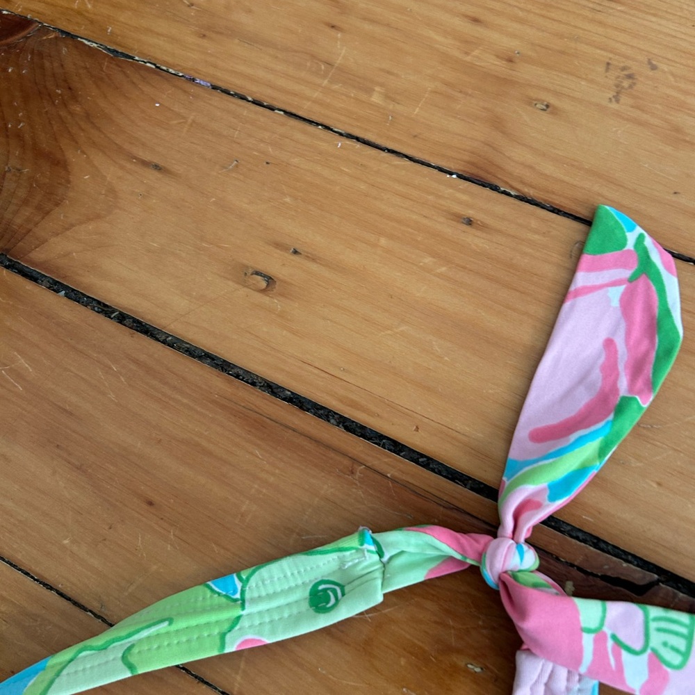 ☀️3/$25 Lilly Pulitzer vintage floral pink green blue swimsuit halter 10 - Picture 4 of 6